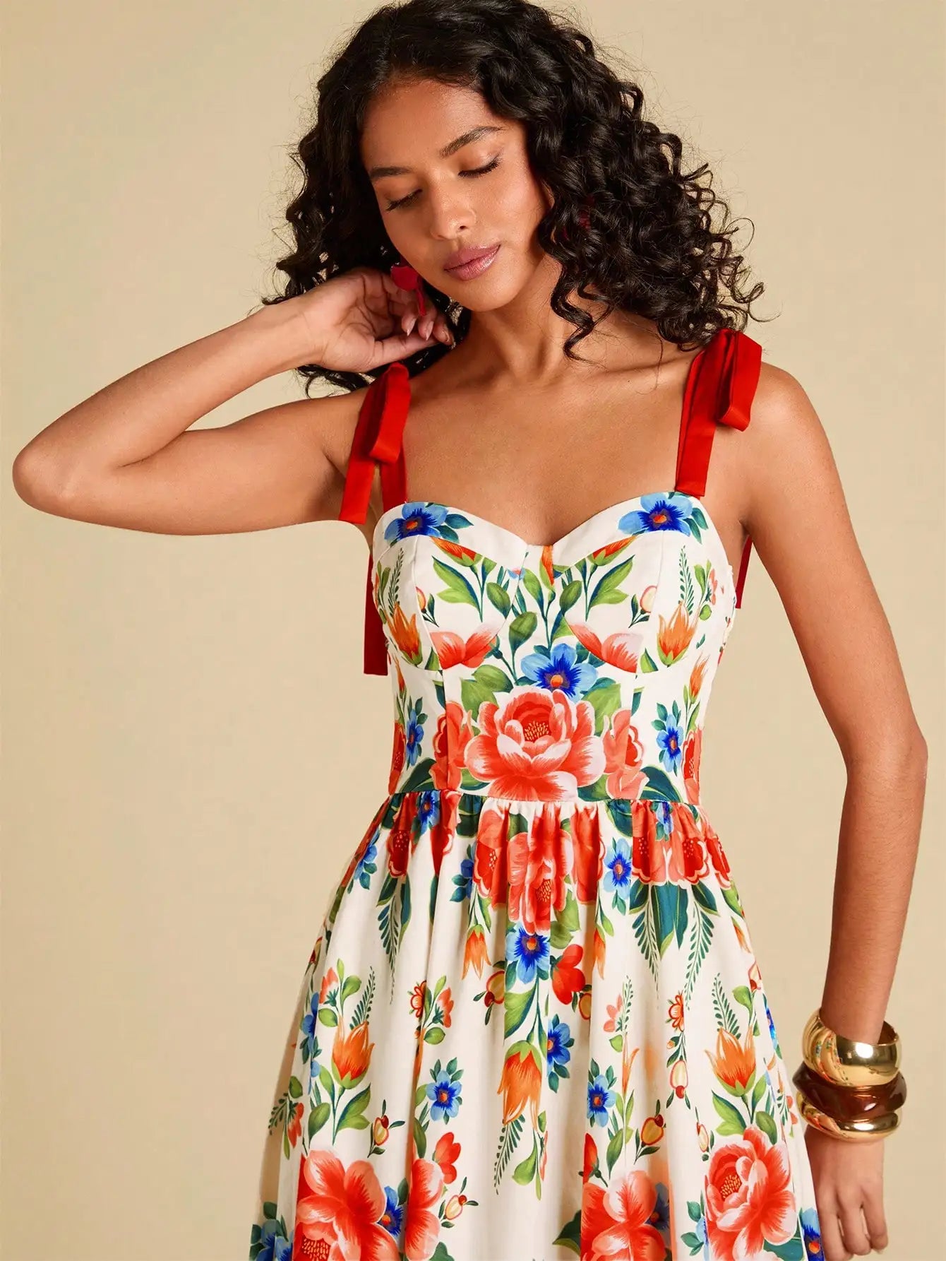 Floral Print Spaghetti Strap Midi Dress For Women Bohemian Beach Style by MadisonnSavannahBoutique