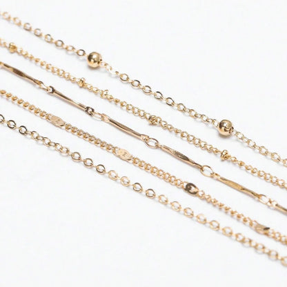 5 Piece Mixed Chain Anklet Set, Bohemian by MadisonnSavannahBoutique