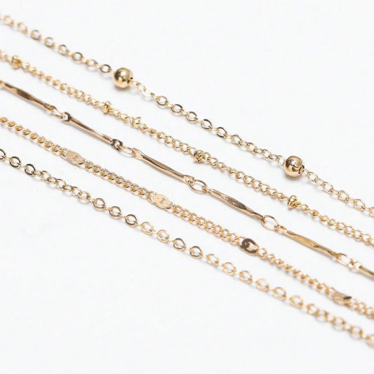 5 Piece Mixed Chain Anklet Set, Bohemian by MadisonnSavannahBoutique