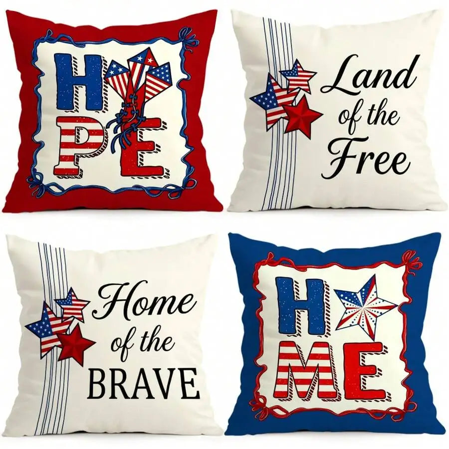 4pcs Patriotic 4th of July Pillow Covers, 18x18 Inch by MadisonnSavannahBoutique