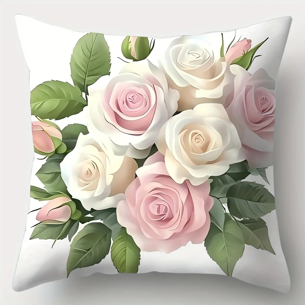 4 Piece Pink Rose Cushion Cover Set 18x18 Inch by MadisonnSavannahBoutique