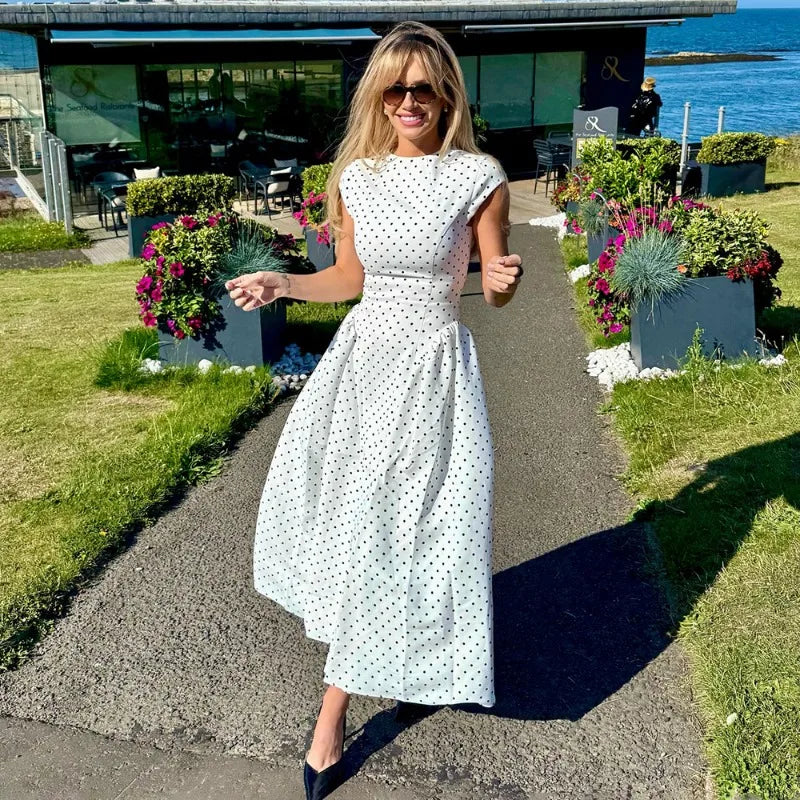 White Polka Dot Dress by MadisonnSavannahBoutique