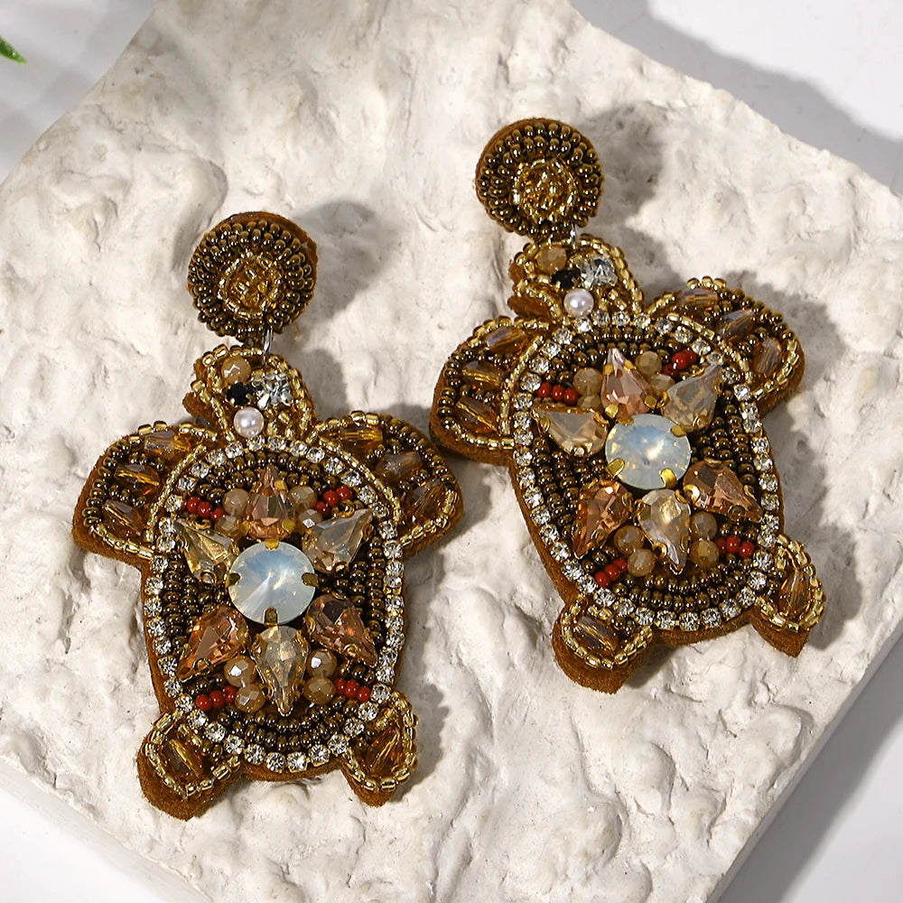 Bohemian Starfish Lobster Conch Seed Bead Drop Earrings Handmade by MadisonnSavannahBoutique