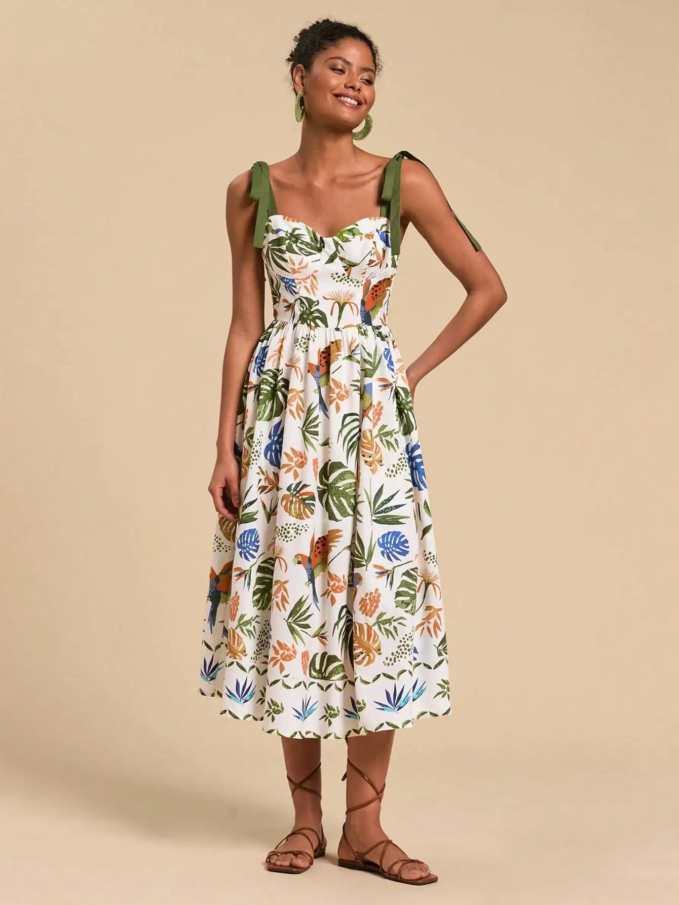 Floral Print Spaghetti Strap Midi Dress For Women Bohemian Beach Style by MadisonnSavannahBoutique