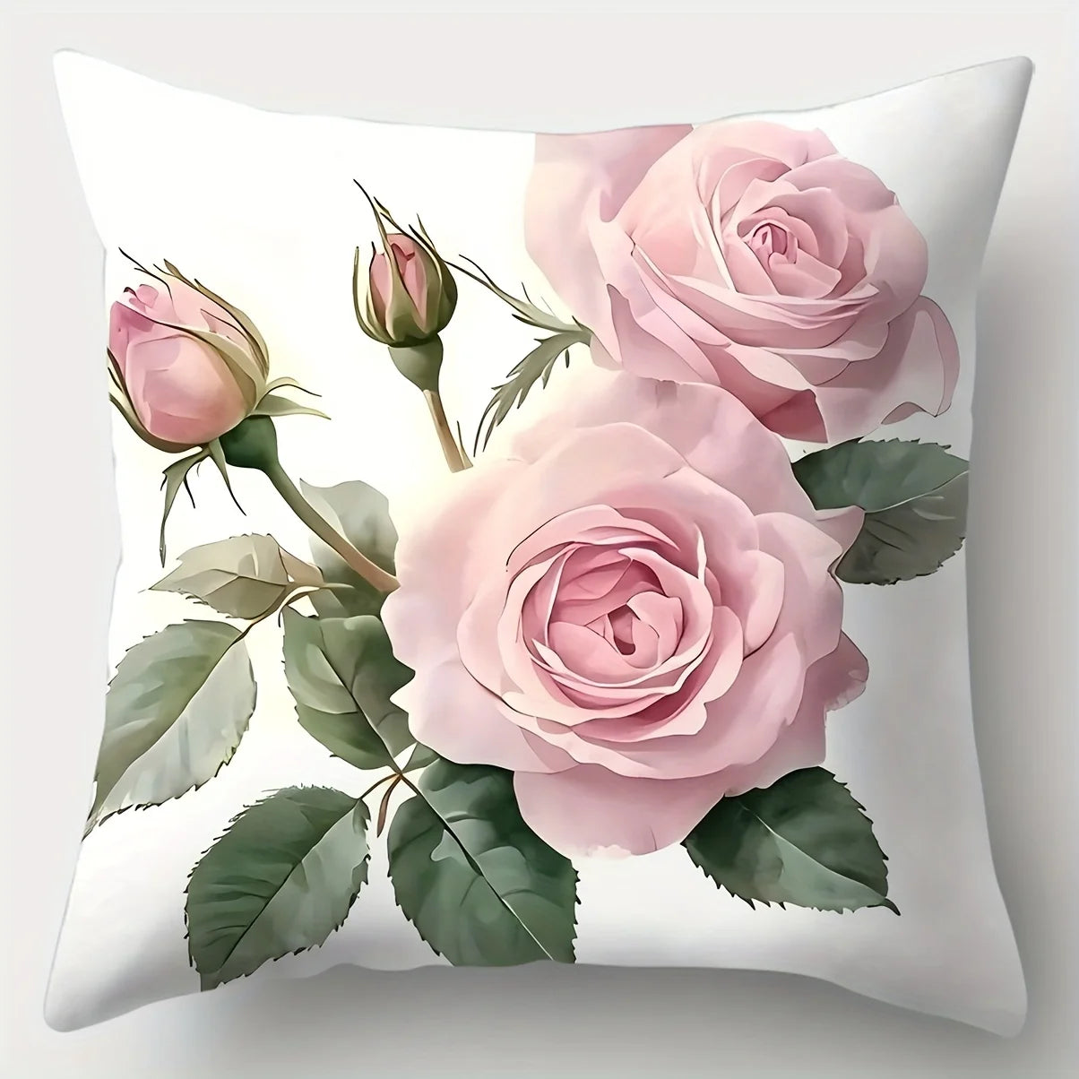 4 Piece Pink Rose Cushion Cover Set 18x18 Inch by MadisonnSavannahBoutique