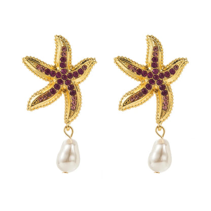 Starfish Earrings Ocean Wind Pearl Earrings by MadisonnSavannahBoutique