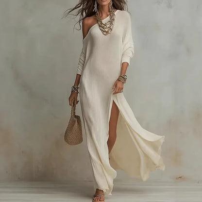 Long-sleeved Knitted Pleated Split Women's Dress by MadisonnSavannahBoutique