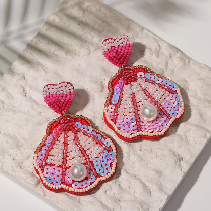 Bohemian Starfish Lobster Conch Seed Bead Drop Earrings Handmade by MadisonnSavannahBoutique