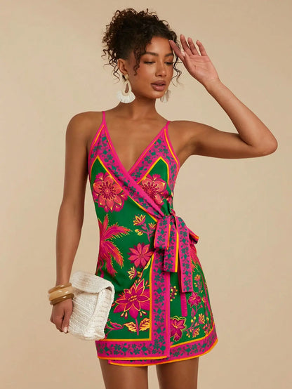 Women Wrap Floral Print Boho Dress Mini by MadisonnSavannahBoutique