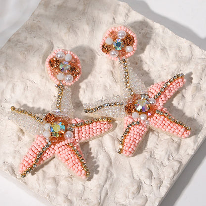 Bohemian Starfish Lobster Conch Seed Bead Drop Earrings Handmade by MadisonnSavannahBoutique