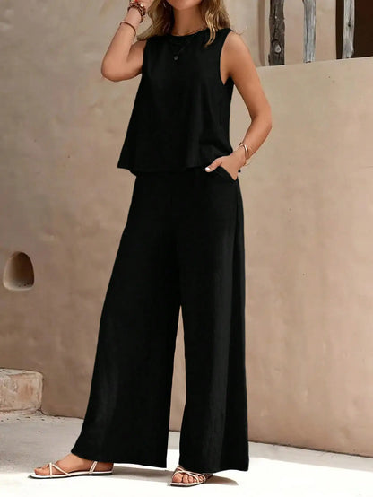Top And Wide Leg Pants Set by MadisonnSavannahBoutique