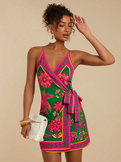 Women Wrap Floral Print Boho Dress Mini by MadisonnSavannahBoutique