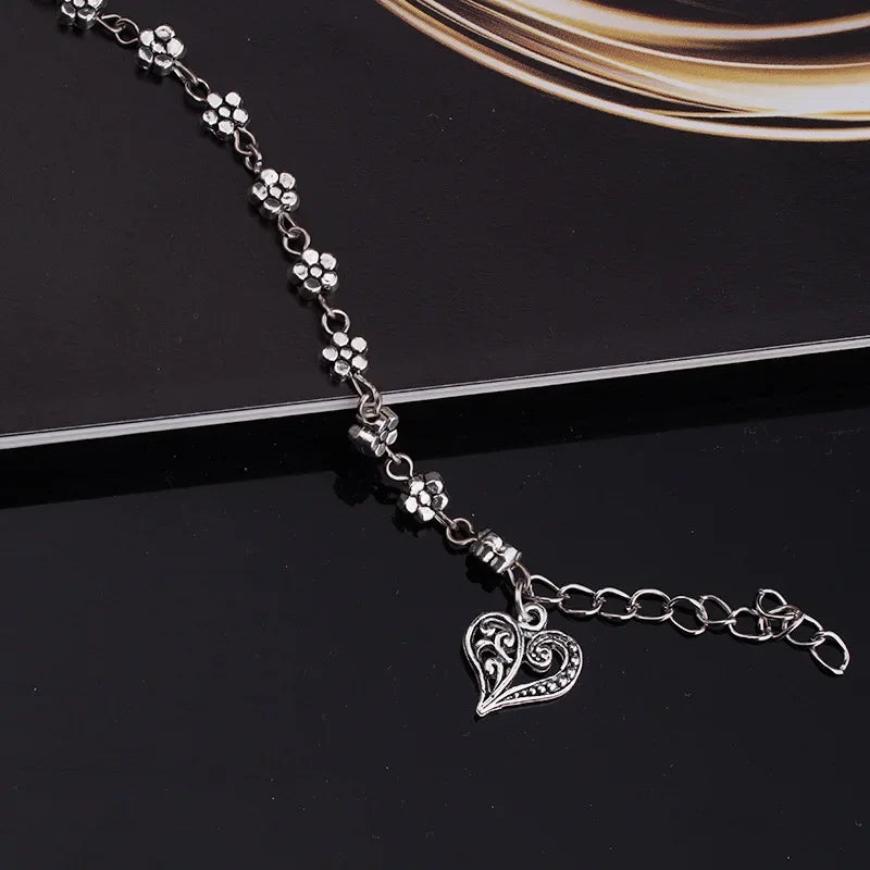Ankle Bracelet Heart Silver by MadisonnSavannahBoutique