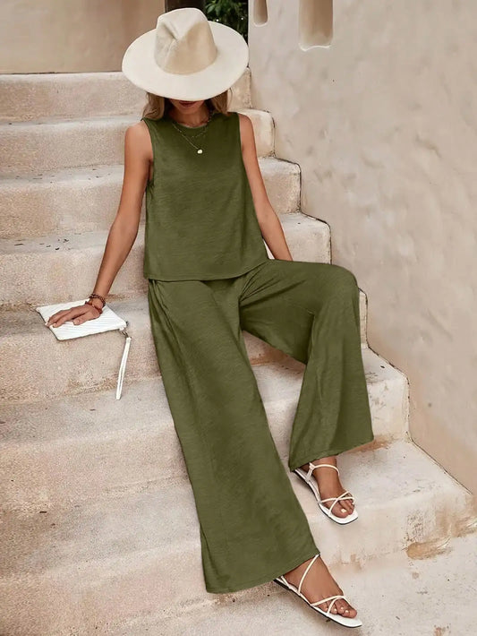 Top And Wide Leg Pants Set by MadisonnSavannahBoutique