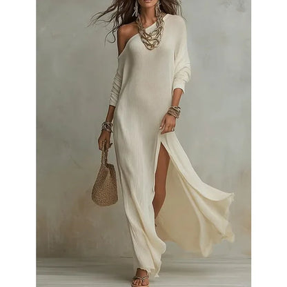 Long-sleeved Knitted Pleated Split Women's Dress by MadisonnSavannahBoutique