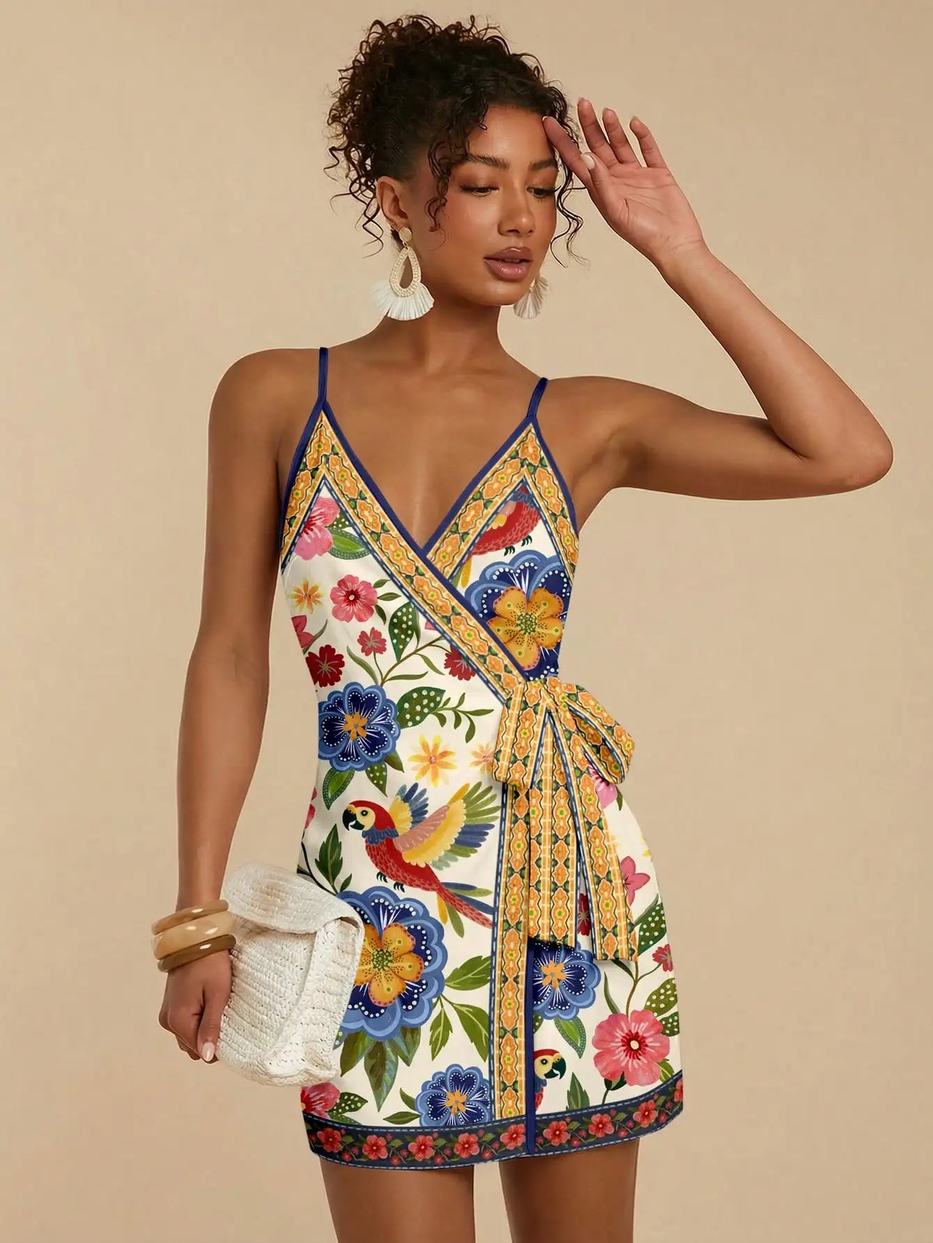Women Wrap Floral Print Boho Dress Mini by MadisonnSavannahBoutique