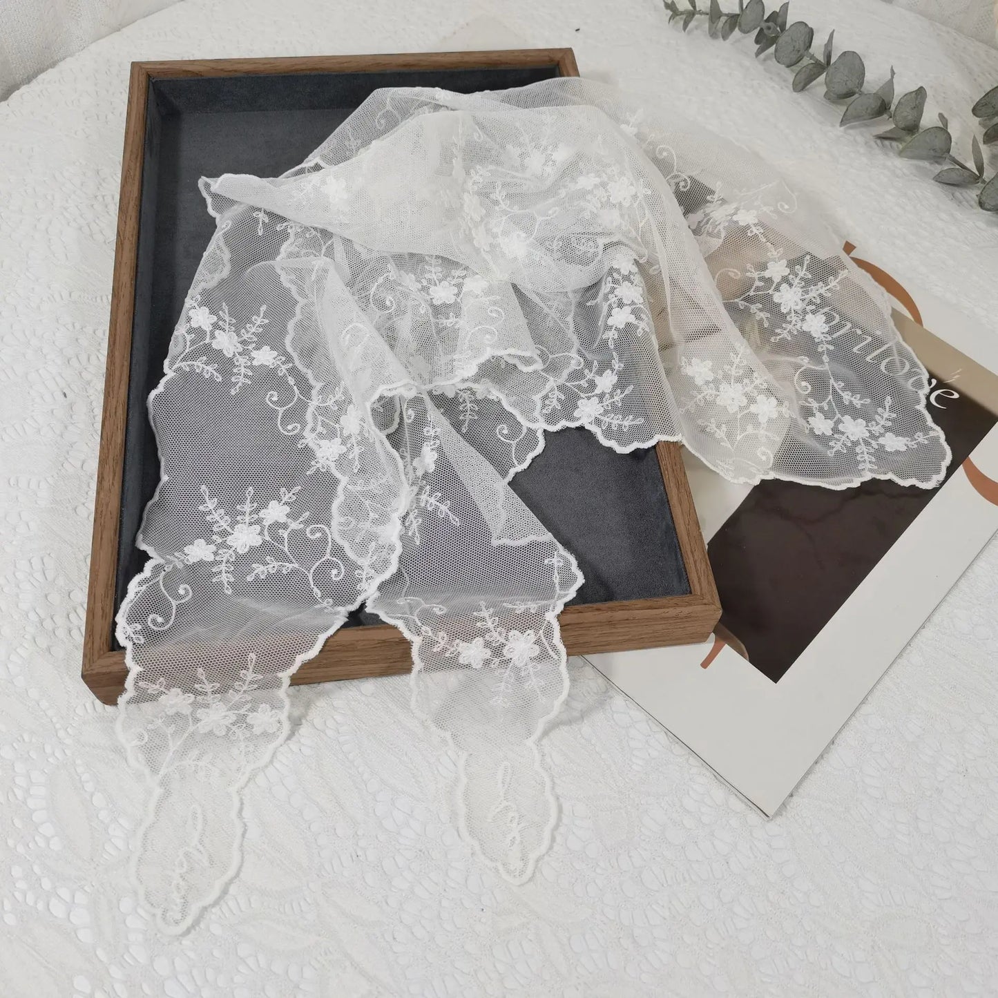 Lace Embroidered Silk Scarf by MadisonnSavannahBoutique