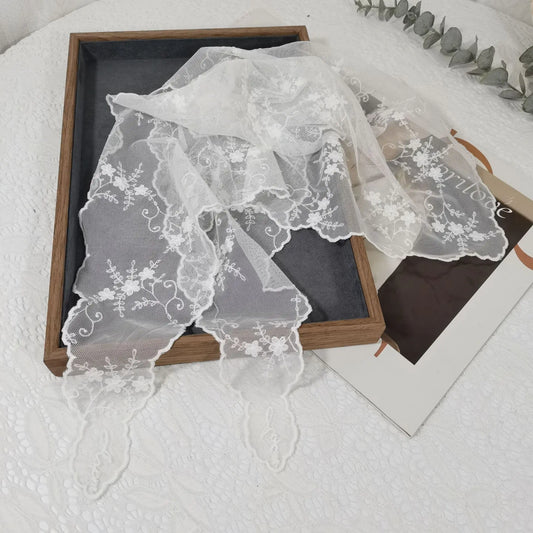 Lace Embroidered Silk Scarf by MadisonnSavannahBoutique