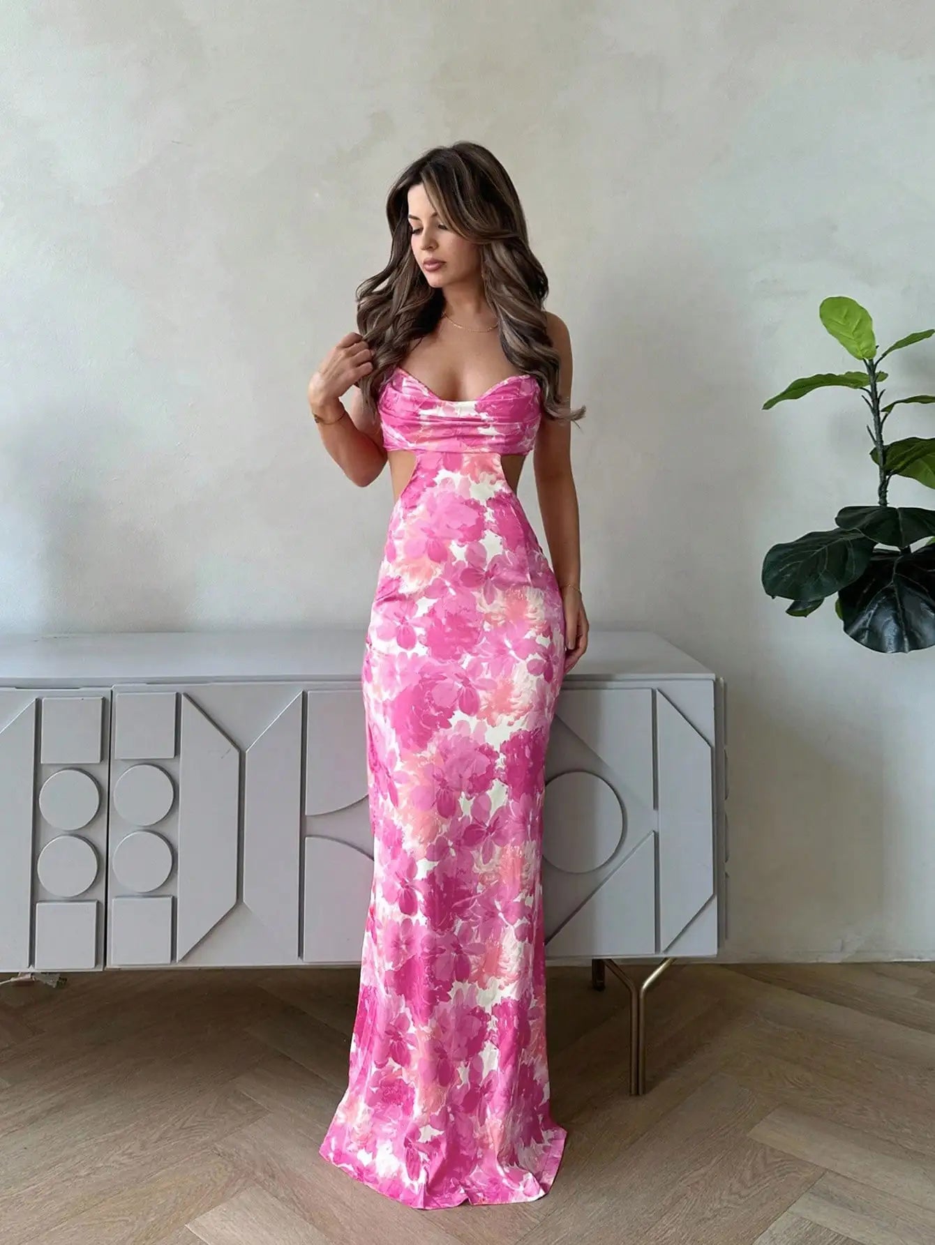 Elegant Floral Print Backless Maxi Dress by MadisonnSavannahBoutique