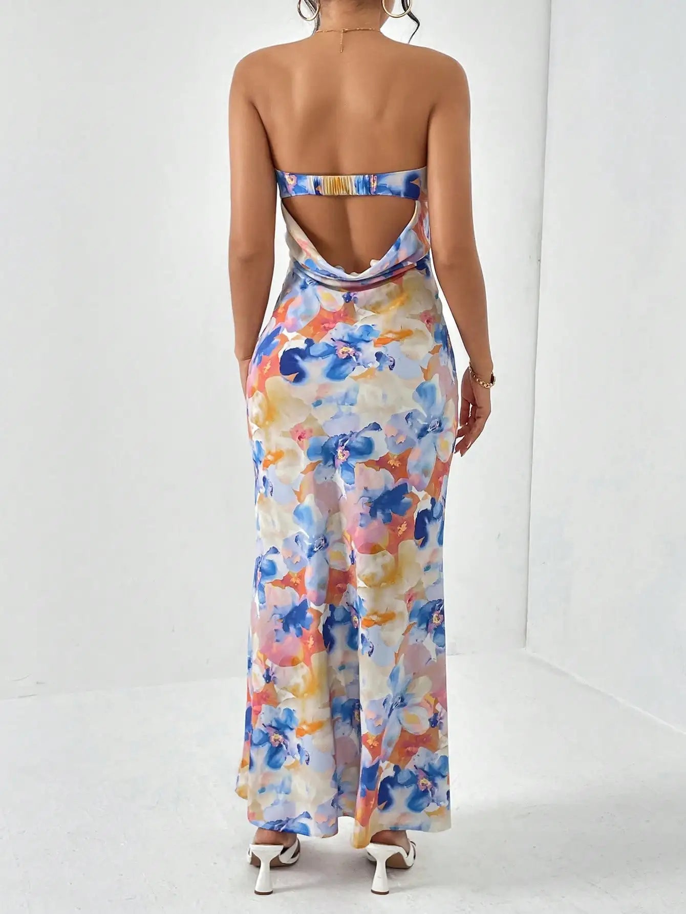 Women Sleeveless Backless Floral Print Maxi Dress Summer by MadisonnSavannahBoutique