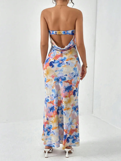 Women Sleeveless Backless Floral Print Maxi Dress Summer by MadisonnSavannahBoutique